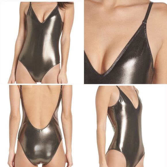 Leith Other - Leith One Piece Metallic Foiled Women’s Swimsuit NWOT MEDIUM